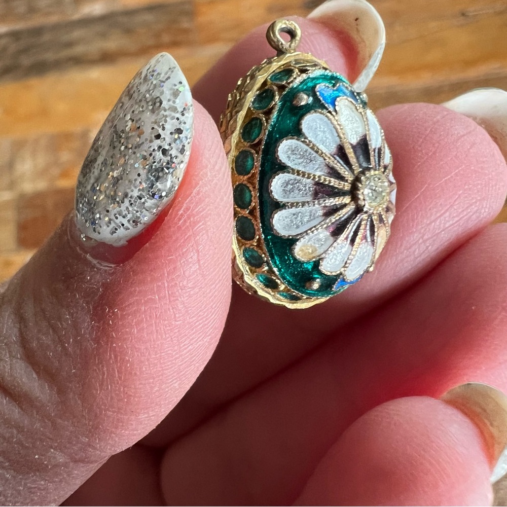 5 Antique Russian Imperial Filigree Enamel Silver Egg Pendant Charms - Picture 11 of 11
